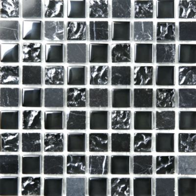 Klaasmosaiik Mix must läikiv 30 x 30 cm