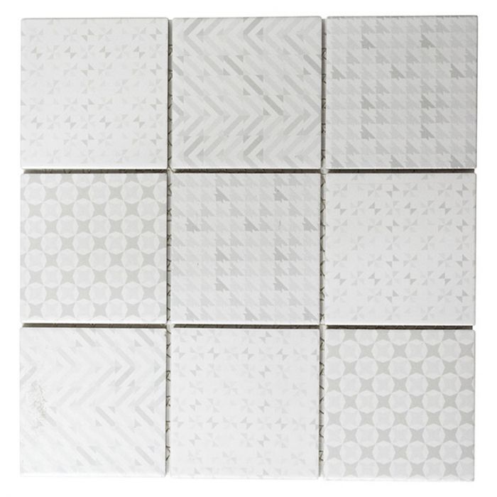 Mosaiik Quadrat Geo valge 30 x 30 cm