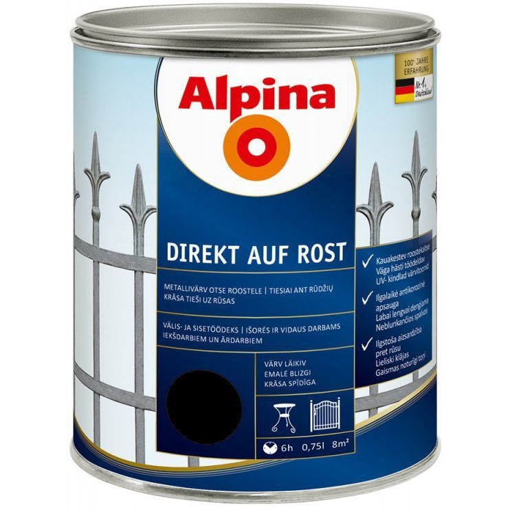 Metallivärv Alpina Direkt Auf Rost Šokolaadi pruun 2,5L