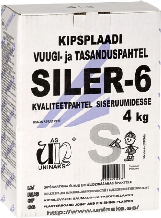 Kipsplaadi vuugi- ja tasanduspahtel Siler-6, 4 kg