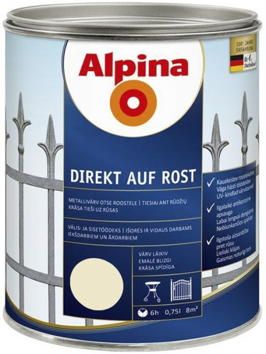 Metallivärv Alpina Direkt Auf Rost 750 ml elevandiluu läikiv