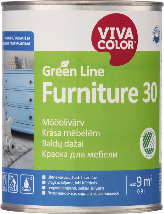 Mööblivärv Green Line Furniture 30, poolmatt 0,9 l