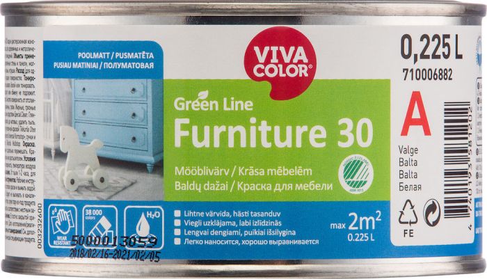 Mööblivärv Green Line Furniture 30, poolmatt 0,225 l, värvitu
