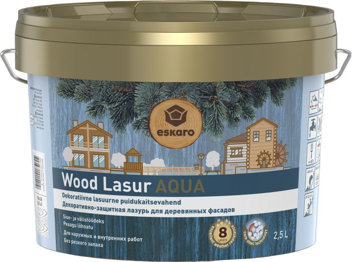 Dekoratiivne puidukaitsevahend Wood Lasur Aqua 2,5 l