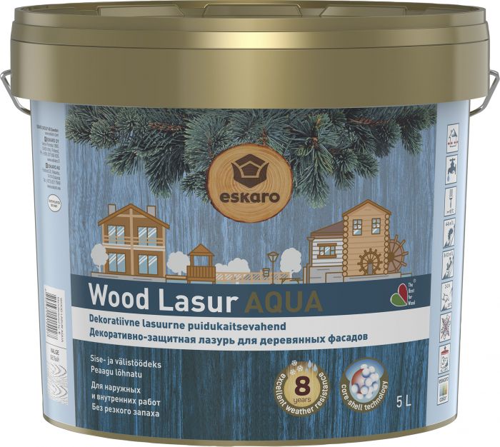 Dekoratiivne puidukaitsevahend Wood Lasur Aqua 5 l