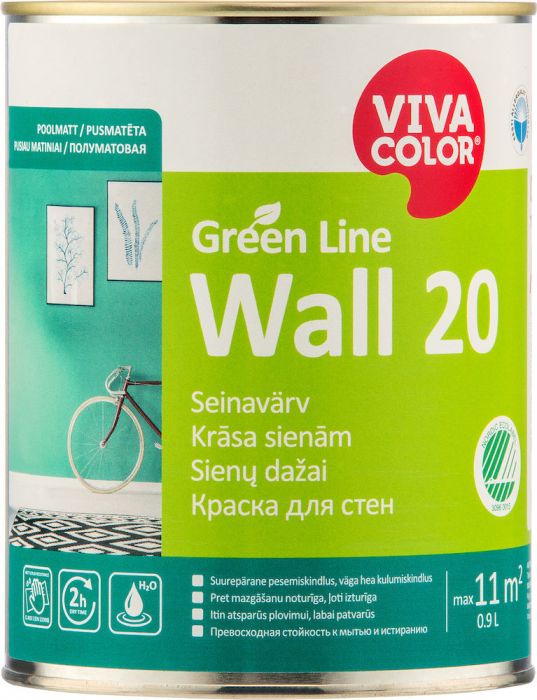 Seinavärv Green Line Wall 20, poolmatt 0,9 l