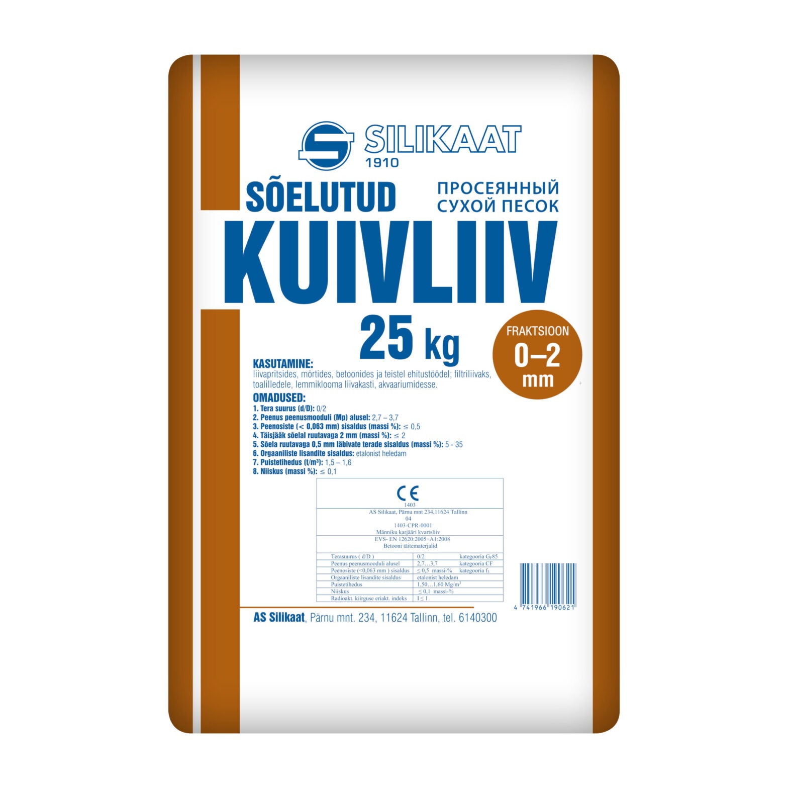 KUIVLIIV SILIKAAT 0-2MM 25kg