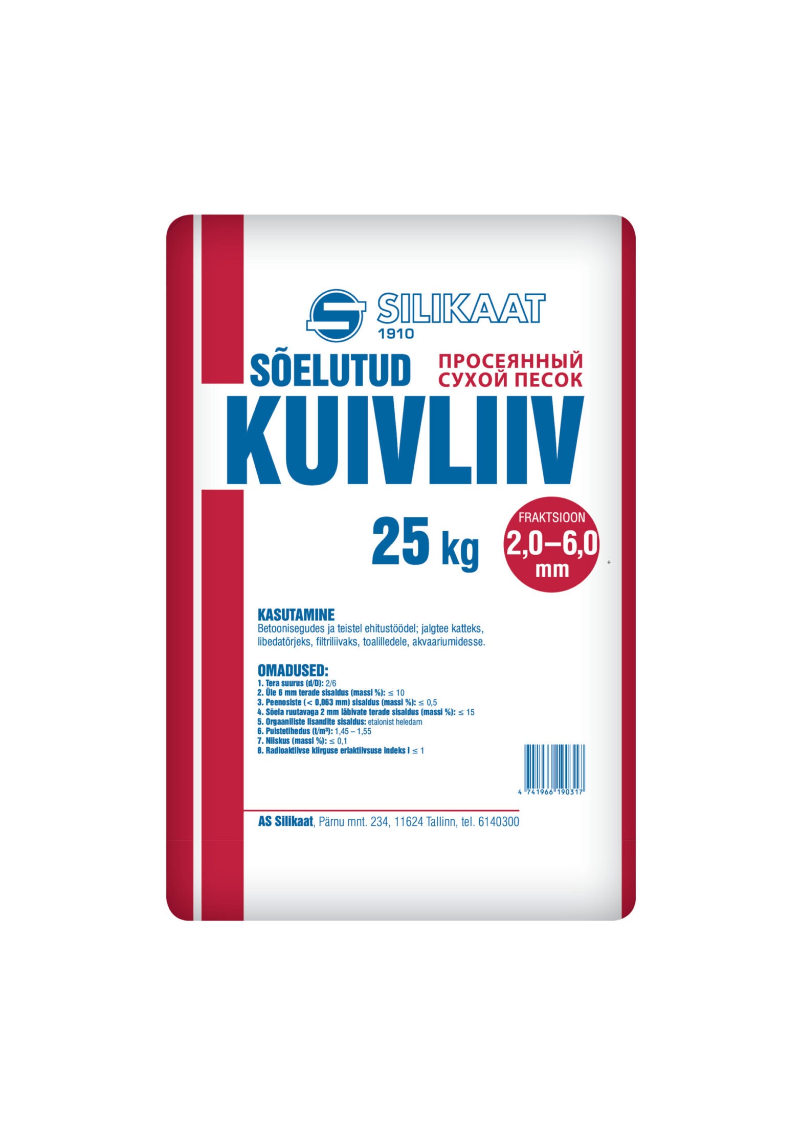 KUIVLIIV SILIKAAT 2-6MM 25kg