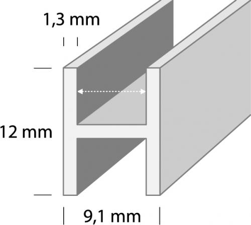 HOBI H-LIIST DUURI H1 HE1 9.1x12x1.3mm HÕBE 1m