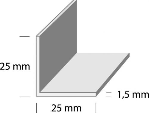 NURGALIIST DUURI L4 W1 25x25x1.5mm VALGE 1m