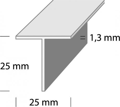 HOBI T-LIIST DUURI T2 HE2 25x25x1.3mm HÕBE 2m