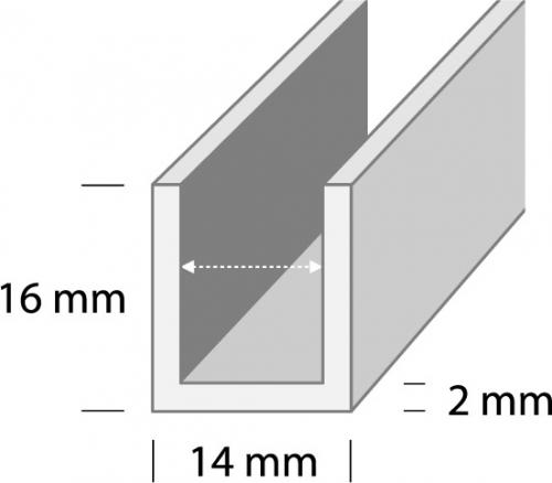 HOBI U-LIIST DUURI U2 HE1 14x16x2mm HÕBE 1m