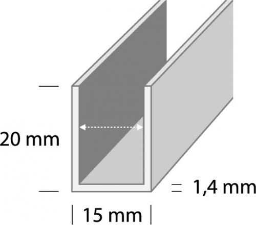 HOBI U-LIIST DUURI U4 HE1 15x20x1.4mm HÕBE 1m