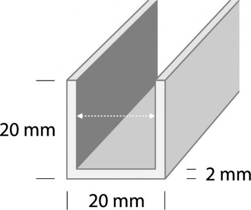 HOBI U-LIIST DUURI U5 HE2 20x20x2mm HÕBE 2m