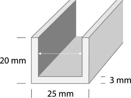 HOBI U-LIIST DUURI U6 W1 25x20x3mm VALGE 1m