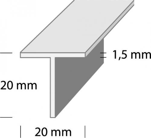 HOBI T-LIIST DUURI T1 W1 20x20x1.5mm VALGE 1m