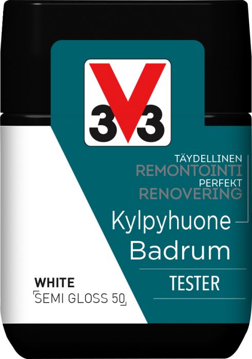 Keraamiliste plaatide värv Kylpyhuone V33 valge tester