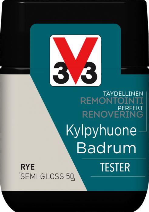 Keraamiliste plaatide värv Kylpyhuone V33 Rye tester