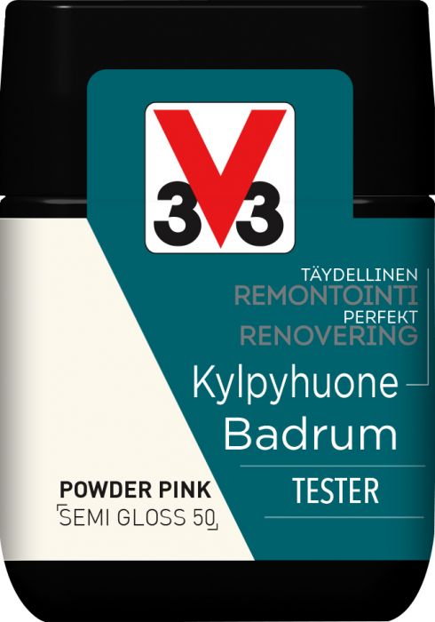 Keraamiliste plaatide värv Kylpyhuone V33 Powder Pink tester
