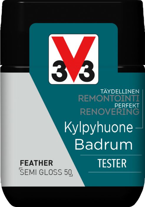 Keraamiliste plaatide värv Kylpyhuone V33 Feather tester