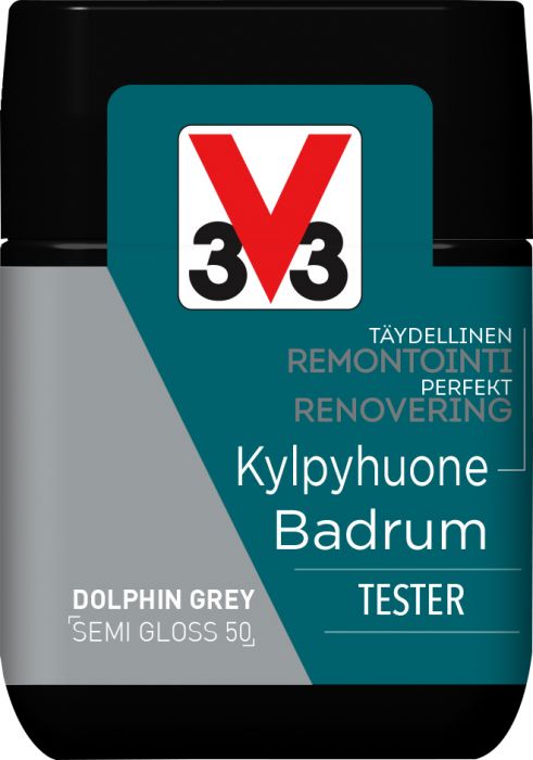 Keraamiliste plaatide värv Kylpyhuone V33 Dolphin Grey tester