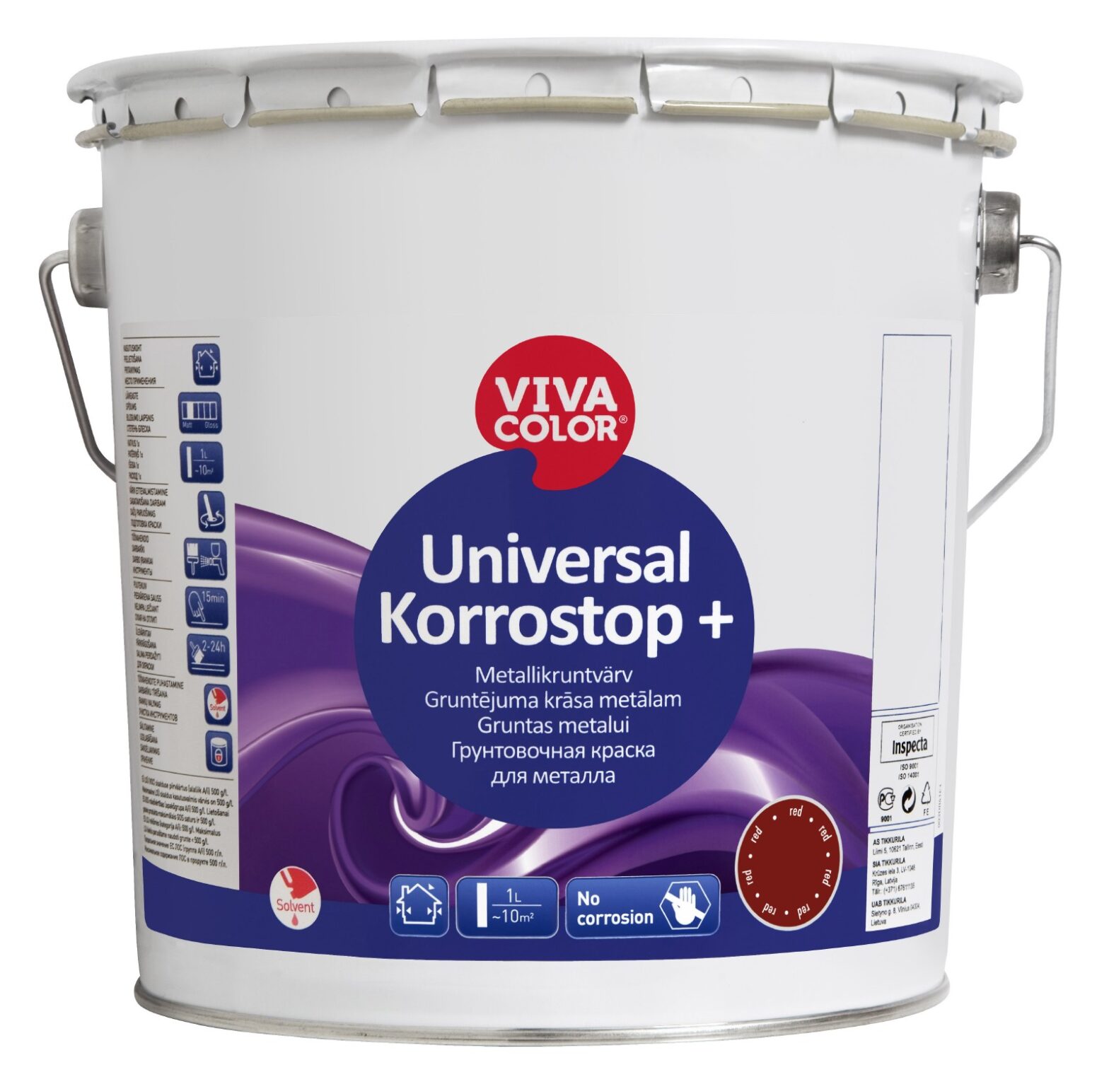 UNIVERSAL KORROSTOP+ METALLIKRUNTVÄRV PUNANE 3L