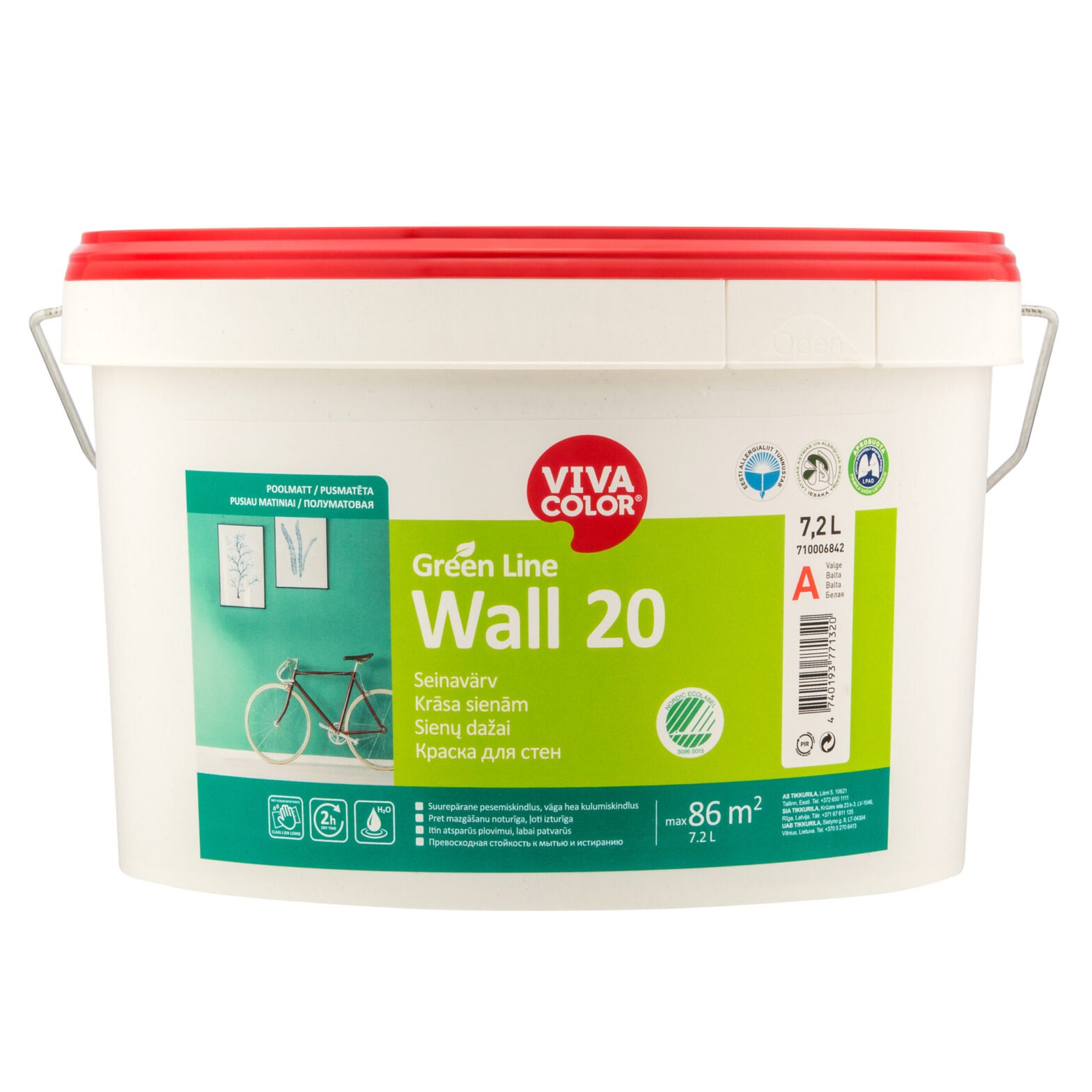 SEINAVÄRV VIVACOLOR GREEN LINE WALL 20 A 7,2L