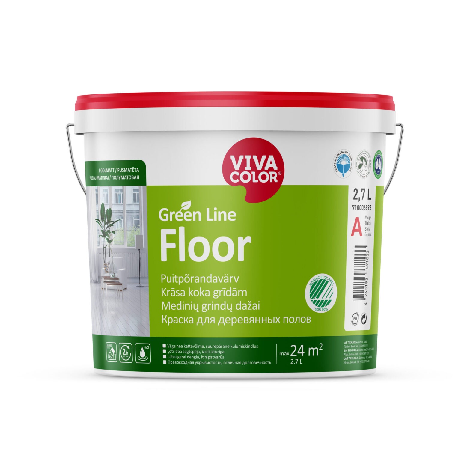 PÕRANDAVÄRV VIVACOLOR GREEN LINE FLOOR A 2.7L