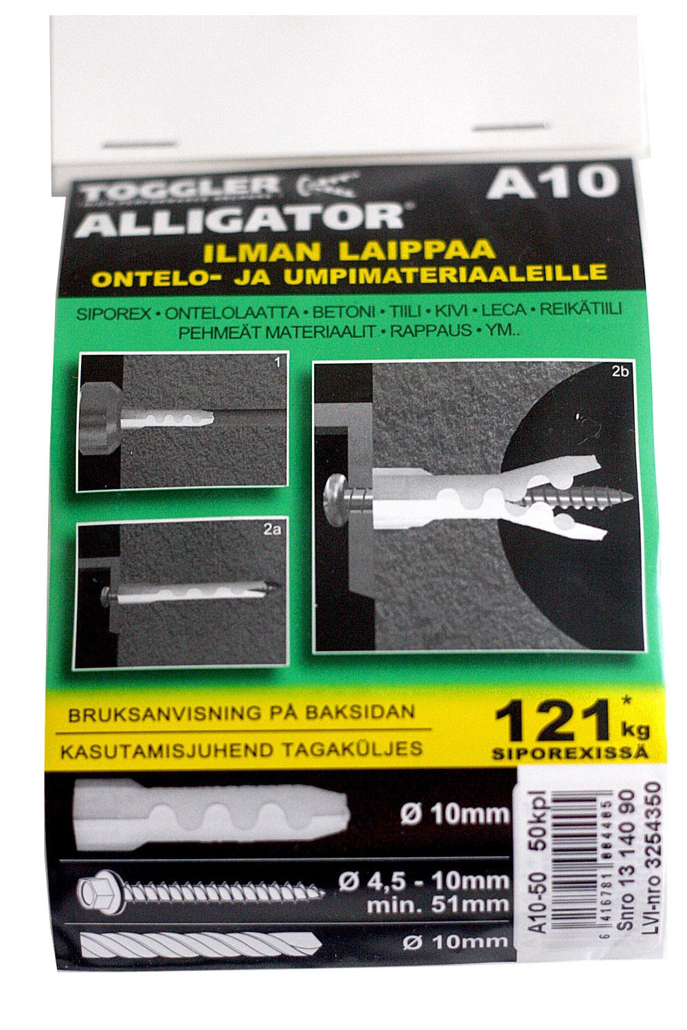 TÜÜBEL TOGG.ALLIG.10MM X 50TK