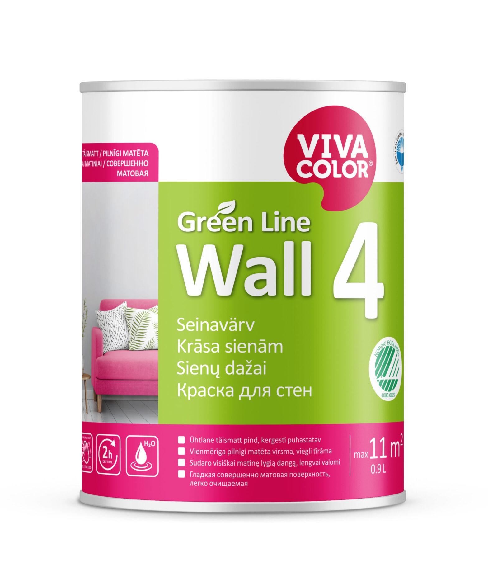 SEINAVÄRV VIVACOLOR GREEN LINE WALL 4 A 0,9L