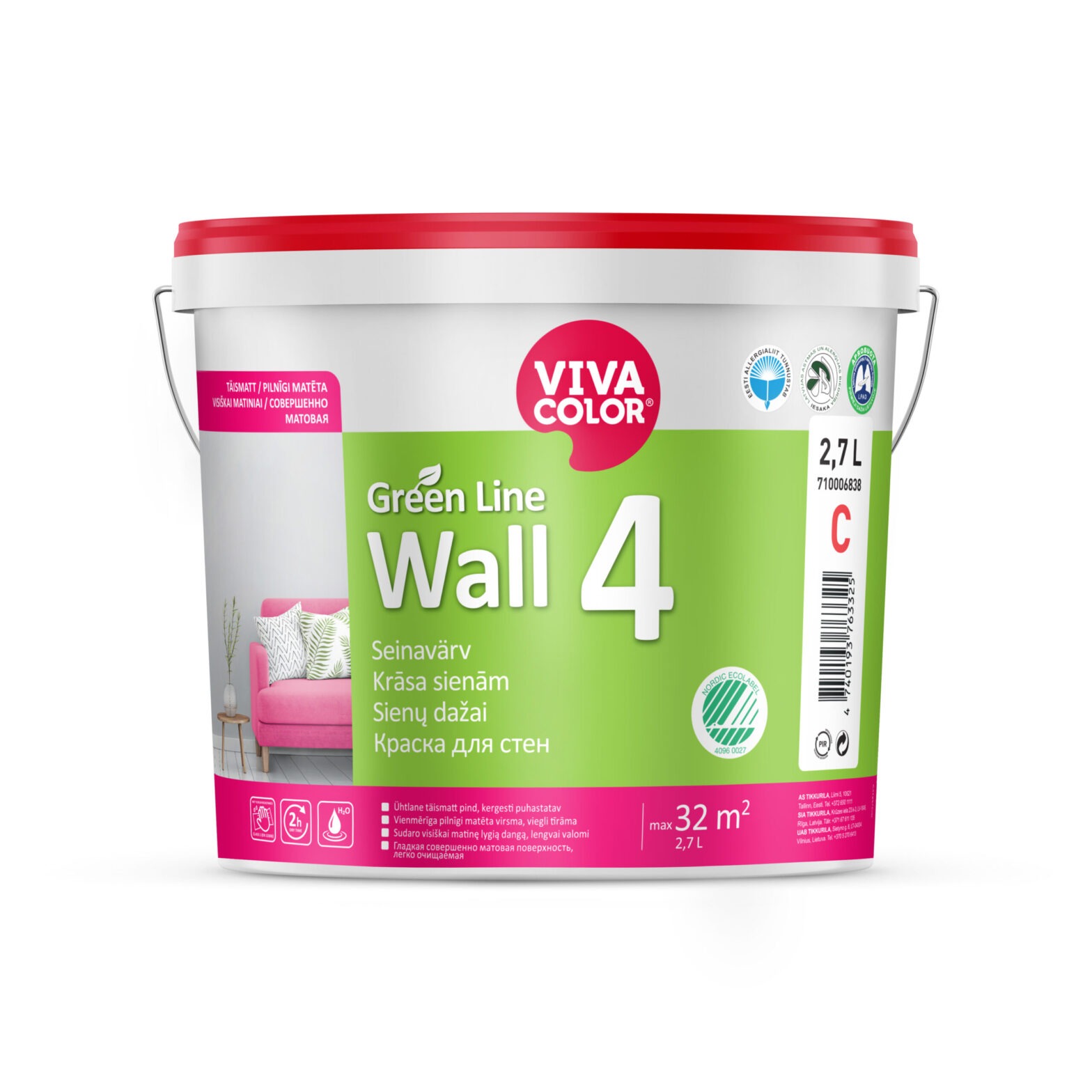 SEINAVÄRV VIVACOLOR GREEN LINE WALL 4 A 2,7L