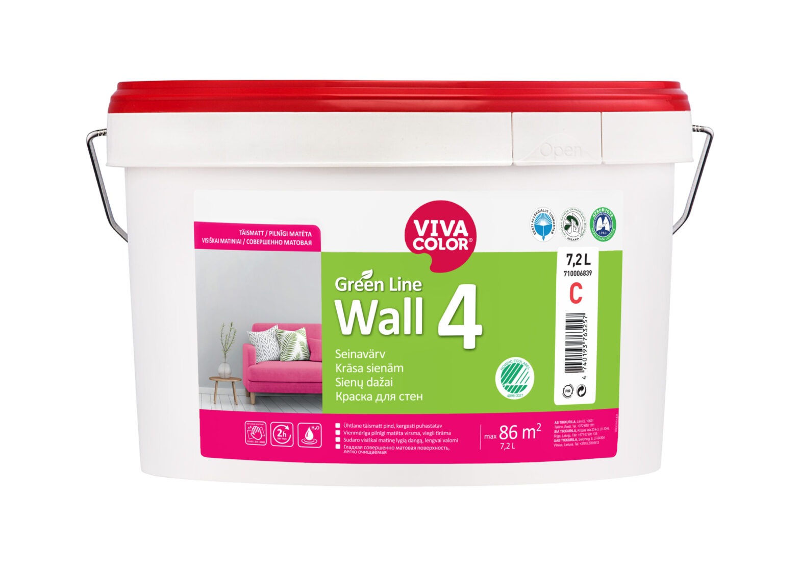 SEINAVÄRV VIVACOLOR GREEN LINE WALL 4 A 7,2L