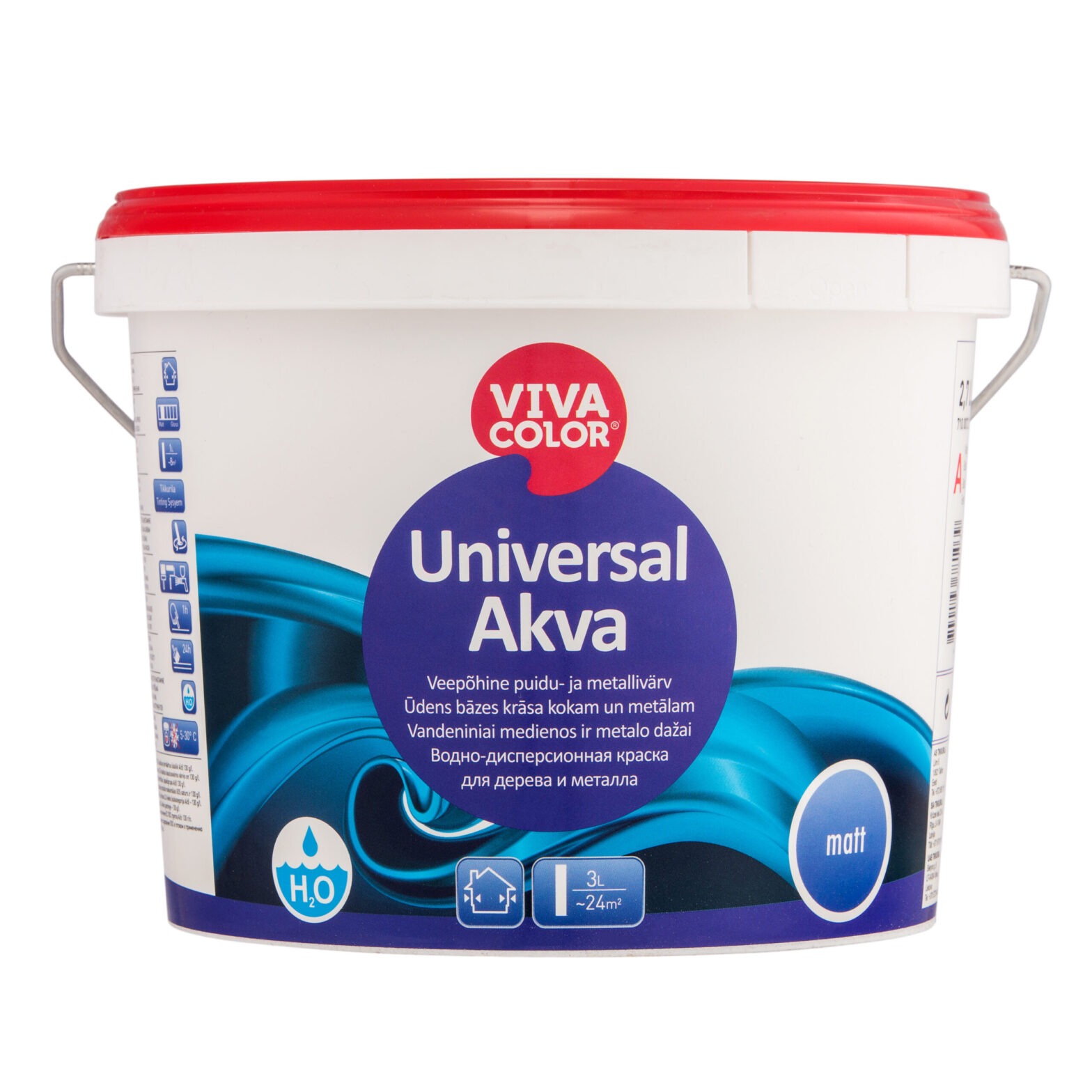 PUIDU- JA METALLIVÄRV UNIVERSAL AKVA MATT A 2,7L