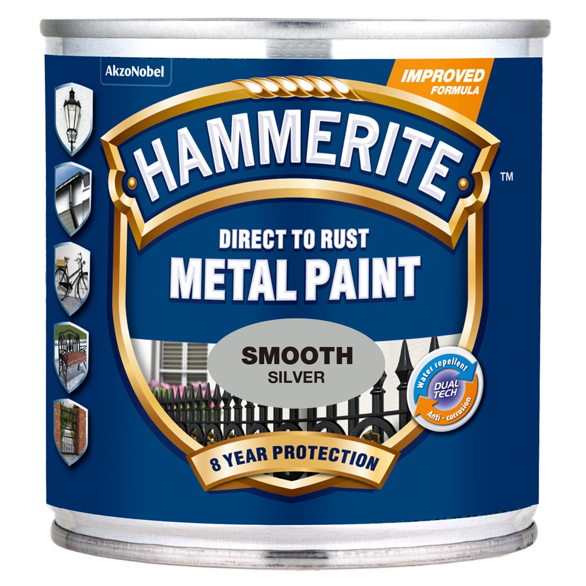 METALLIVÄRV HAMMERITE SMOOTH HÕBEDANE 250ml