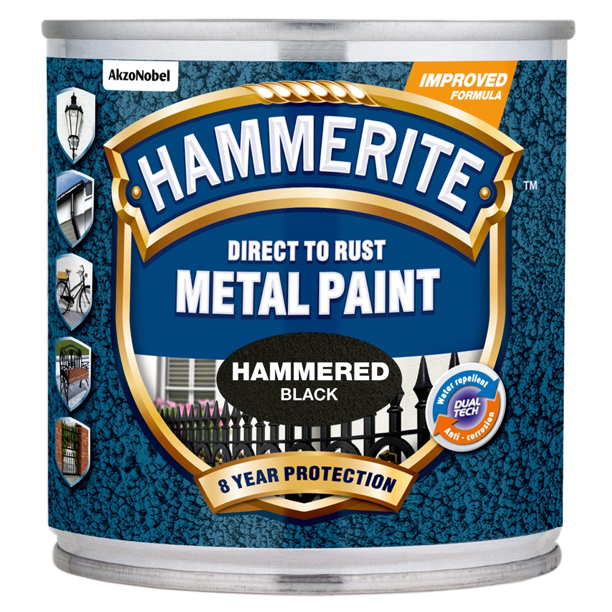 METALLIVÄRV HAMMERITE HAMMERED MUST 250ml