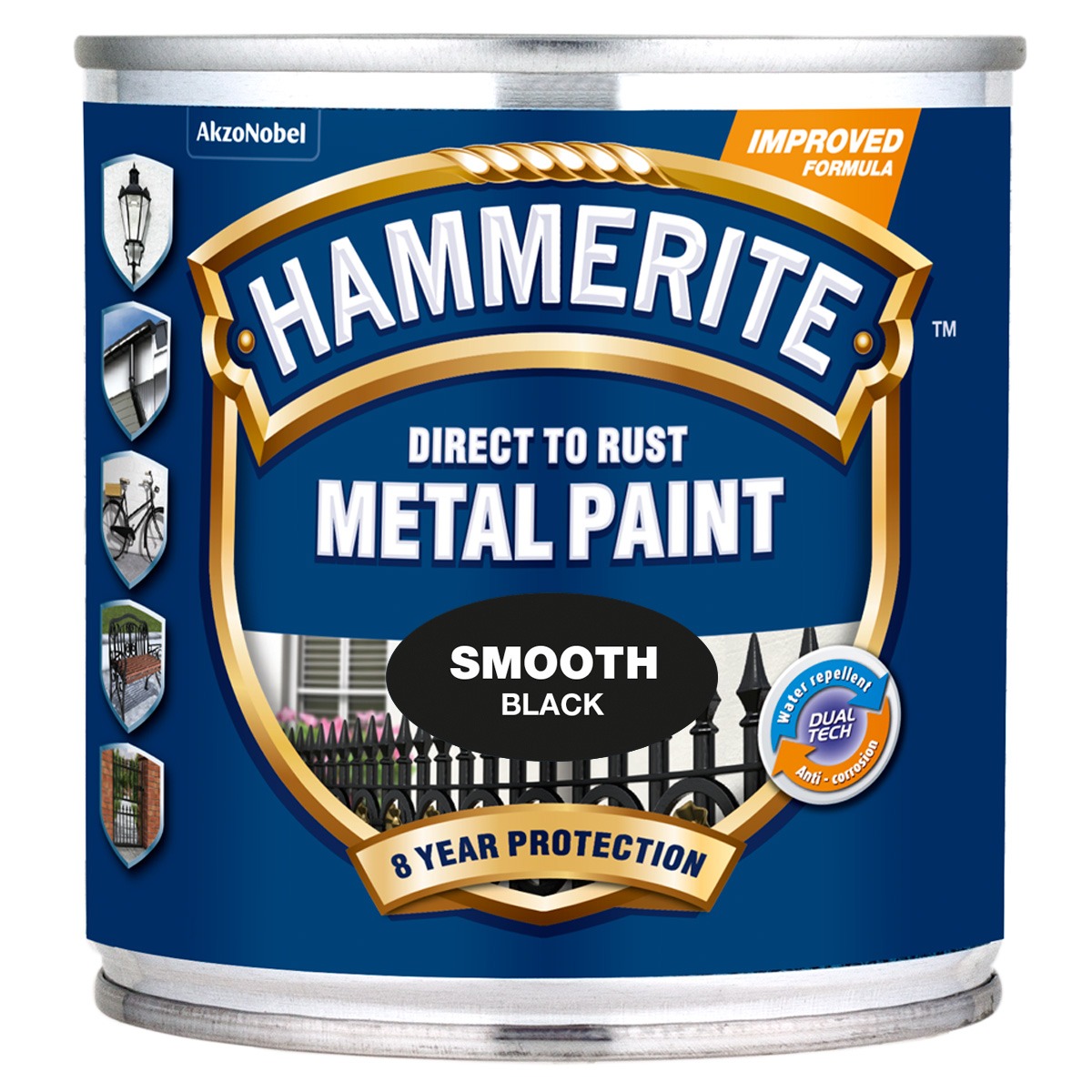 METALLIVÄRV HAMMERITE SMOOTH MUST 250ml