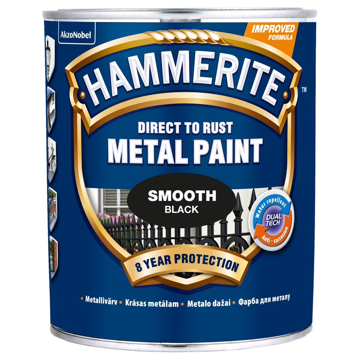 METALLIVÄRV HAMMERITE SMOOTH MUST 750ml