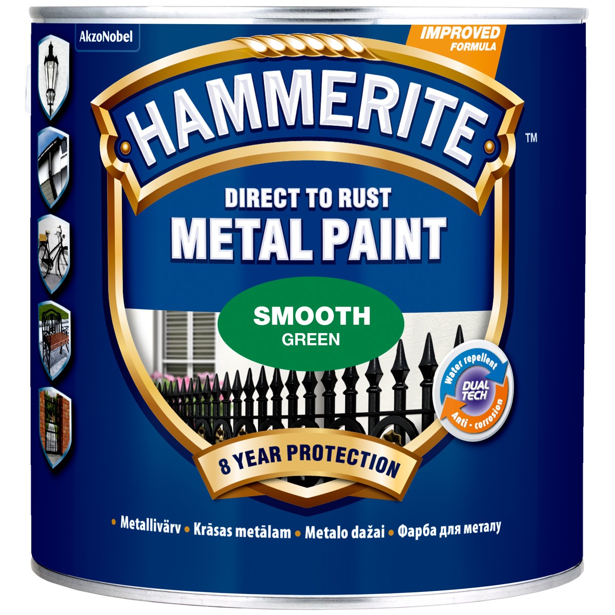 METALLIVÄRV HAMMERITE SMOOTH ROHELINE 2,5L