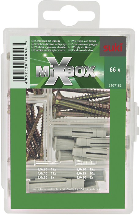 Kruvide ja tüüblite komplekt Suki MixBox 66 tk