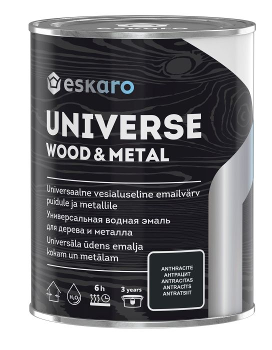 Universaalvärv Eskaro Universe Wood & Metal 0,9 l antratsiit