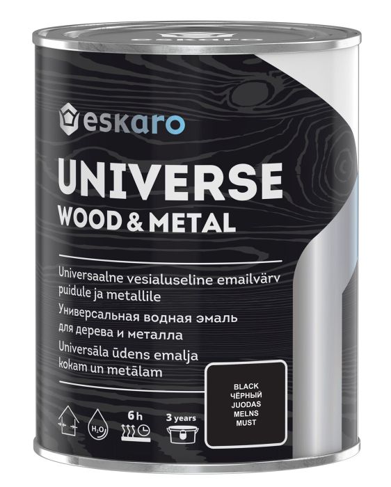 Universaalvärv Eskaro Universe Wood & Metal 0,9 l must