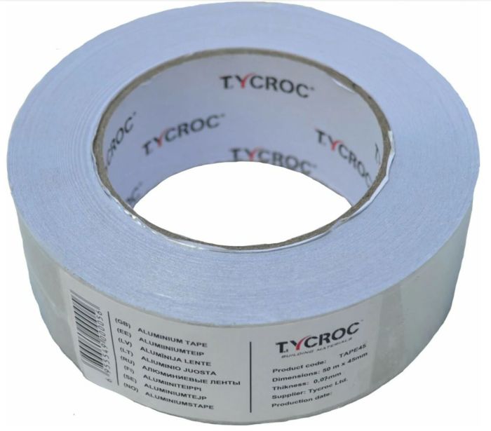 Alumiiniumteip Tycroc 70 µm 45 mm x 50 m