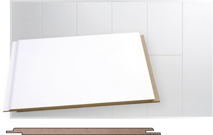 Laepaneel Maler MDF valge poolläikiv, 6 x 160 x 1200 mm