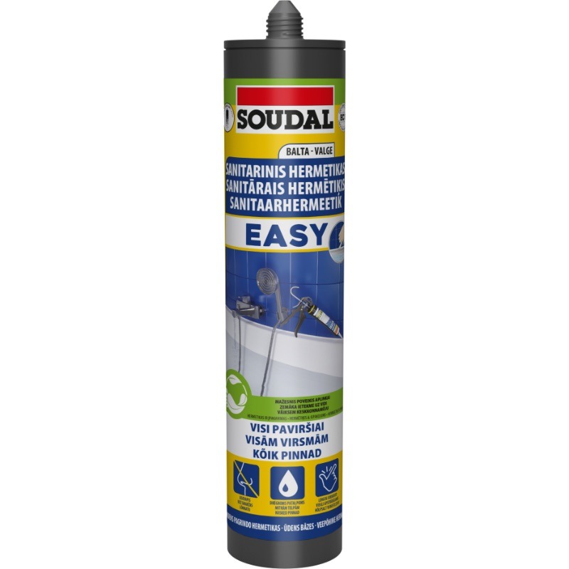 HERMEETIK SOUDAL EASY SANITARY HALL 290ML + 1 TASUTA