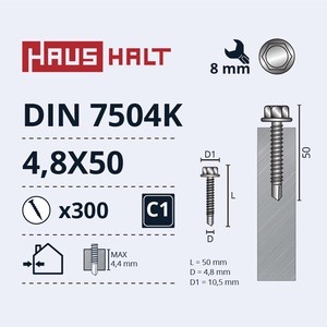 Isekeermestavad kruvid Haushalt DIN 7504K, 4.8x50 mm, 300 tk