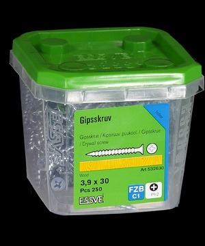 Kipsikruvi puitkarkassile Essve, 3.9 x 30 mm, PH2/TS/C1, 250 tk