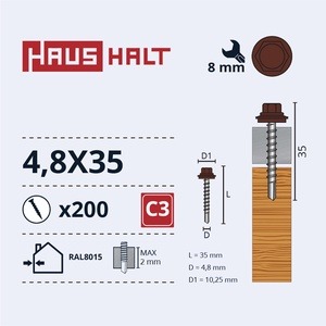 Isekeermestavad kruvid Haushalt DIN 7504K, 4.8x35 mm, 200 tk