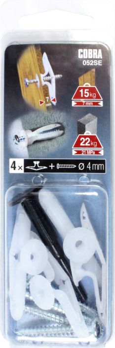 Nailontüüber Cobra Toggles 7,4 x 26 mm 4 tk