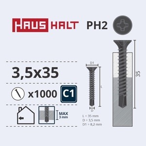 Puidukruvi Haushalt, 3.5 x 35 mm, hall, 1000 tk