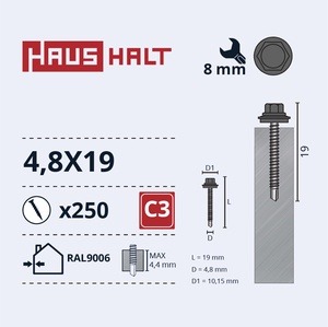 Isekeermestavad kruvid Haushalt DIN 7504K, 4.8x19 mm, 250 tk